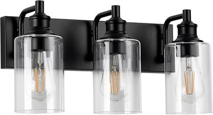 3-Light Bathroom Light Fixtures Modern Black Vanity Lights for Bathroom Lighting Fixtures Over Mirror for Cabinet Mirror Bedroom Hallway