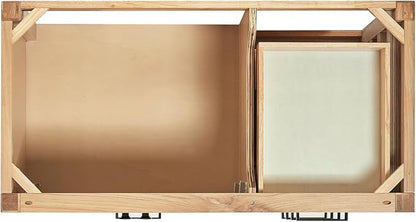 ARIEL Cambridge 42-inch Bathroom Vanity Base Cabinet,Solid Wood, 2 Soft Closing Doors, 5 Dovetail Drawers, White Oak