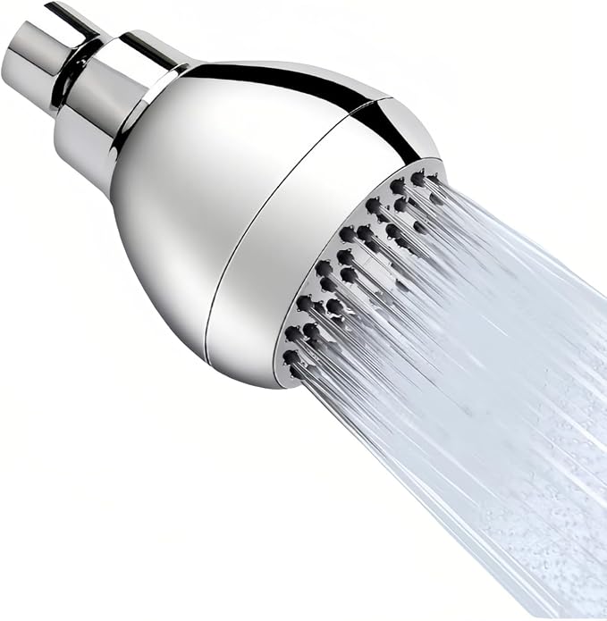 High Pressure Shower Head 3" Chrome - 360° Rotating Self-Cleaning Jets, Water Saving Flow Optimizer, Easy Install & Rustproof ABS, Spa Rainfall Spray for Adults/Elderly