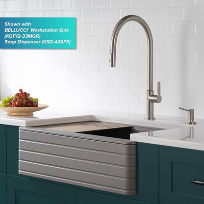 KRAUS Oletto High-Arc Tall Single Handle Pull-Down Kitchen Faucet in Spot Free Stainless Steel, Height 20 3/8 inch, KPF-2821SFS