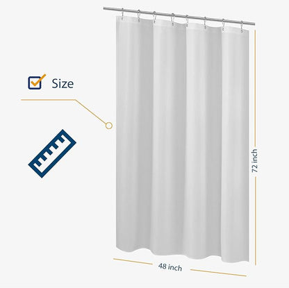 N&Y HOME Fabric Shower Curtain Liner 48 x 72 inches Bath Stall Size, Hotel Quality, Washable, Water Repellent, White Spa Bathroom Curtains with Grommets, 48x72