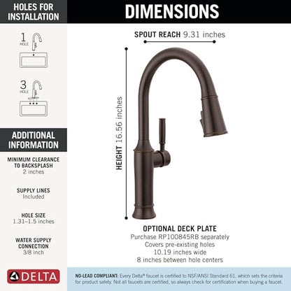 Delta Renaldi Kitchen Faucet with Pull Down Sprayer, Oil Rubbed Bronze Kitchen Sink Faucet, Delta ProClean Kitchen Faucet, Pull Down Kitchen Faucet, Venetian Bronze 9184-RB-DST