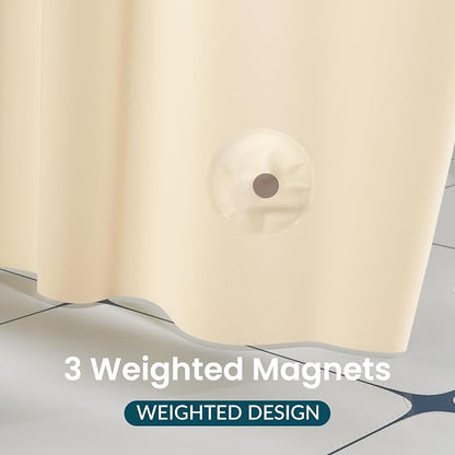 Titanker Plastic Shower Curtain Liner, 72x72 Beige Shower Liner Lightweight PEVA Shower Curtains for Bathroom, Waterproof Shower Liner with Magnets and Rustproof Grommets
