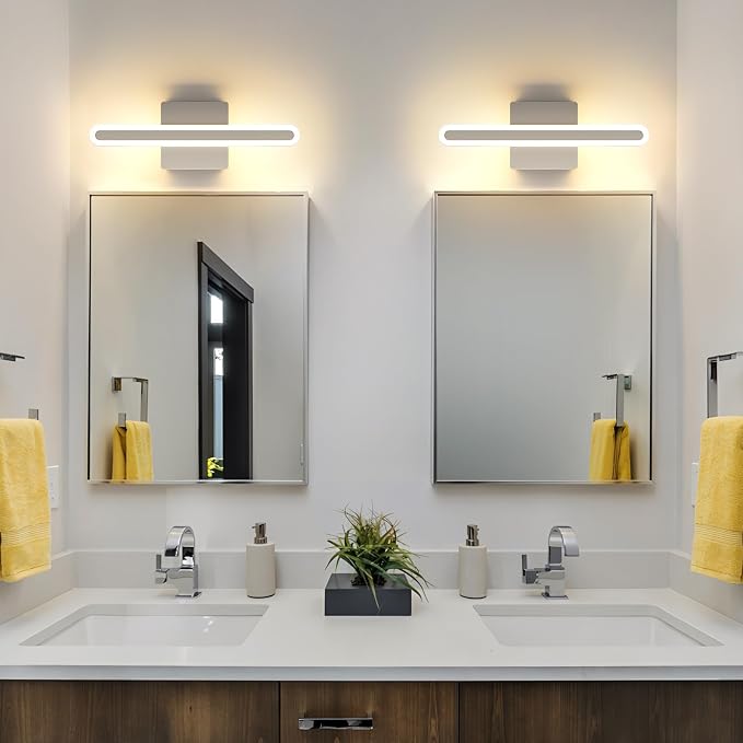 Modern Brushed Nickel Vanity Light for Bathroom 5CCT Dimmable LED Light Bar | 15.7 Inch 16W Hardwired Mirror Light, Adjustable Brightness, Modern Bathroom Lighting
