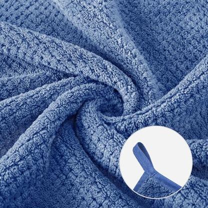 MaopaoBeauty 2 Pack Bath Towel Set 35" x 70", Extra Large Waffle Bath Towel Set, Microfiber Super Soft Highly Absorbent, Sturdy Quick Drying Towels for Bathroom, Gym, Sports, Yoga (2PCS Light Blue)