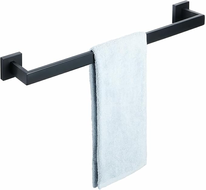 Alise Towel Bar Towel Racks for Bathroom Wall Mount 24 Inch,Matte Black | SUS304 Stainless Steel Bathroom Towel Holder, Full Square Towel Rod Towel Hanger for Bathroom Lavatory Kitchen
