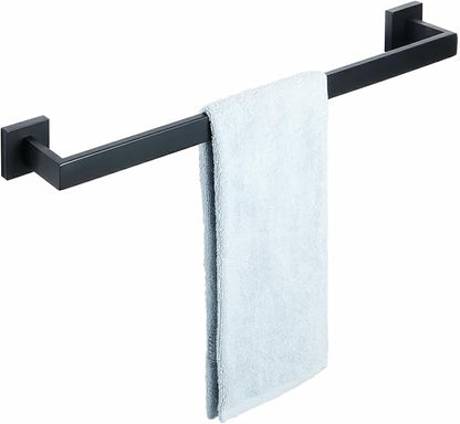 Alise Towel Bar Towel Racks for Bathroom Wall Mount 24 Inch,Matte Black | SUS304 Stainless Steel Bathroom Towel Holder, Full Square Towel Rod Towel Hanger for Bathroom Lavatory Kitchen