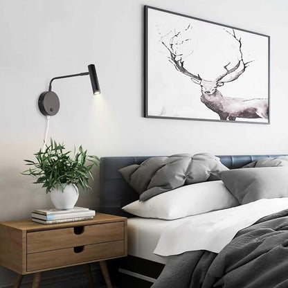 Joossnwell Wall Lights with Plug in Cord, Industrial Wall Lamps for Bedroom with on Off Switch Warm White 3000K Black-1 Pack