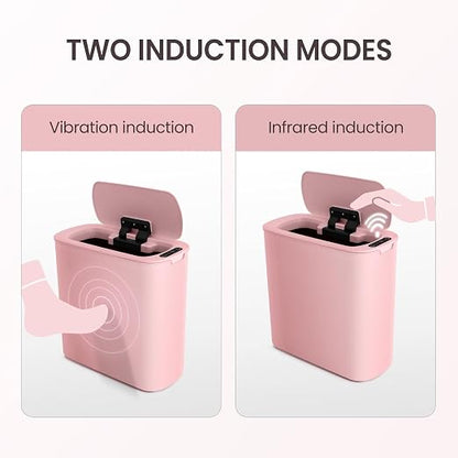 Cesun Automatic Small Bathroom Trash Can with Lid, 2.6 Gallon, Pink | Motion Sensor, Plastic, Touchless, Odor Control, Smart Garbage Can, Battery Operated, Manual Button, for Office/RV/Bedroom