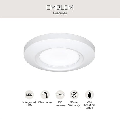 Progress Lighting 5-1/2" Emblem Collection Surface Mount LED, Aluminum in White