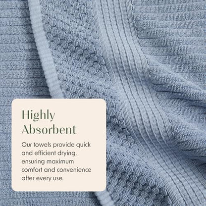 Springtree Home Oversized Bath Towel Set | 2-Pack | 100% Cotton | Blue