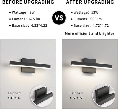 Joossnwell LED Bathroom Vanity Lighting Fixture Modern Bath Light Bar 15.75inch Black Wall Sconce 12W 4000K
