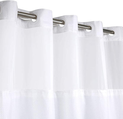 RiverDream Heavyweight Waffle No Hook Shower Curtain with Liner,White,36x74 | Dotted Waffle,Snap-in Liner,Heavy Duty,Quick Dry,Mesh Top Window,With Bottom Magnets,Hotel-Grade,Washable,Small Stall Size