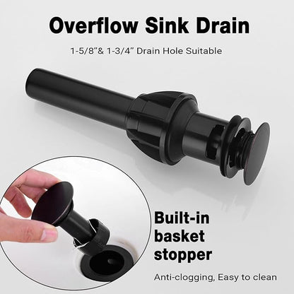 TRUSTMI Bronze Bathroom Faucet 2-Handle 8 Inch Widespread Bathroom Sink Faucet 3 Hole with Overflow Drain, Oil Rubbed Bronze