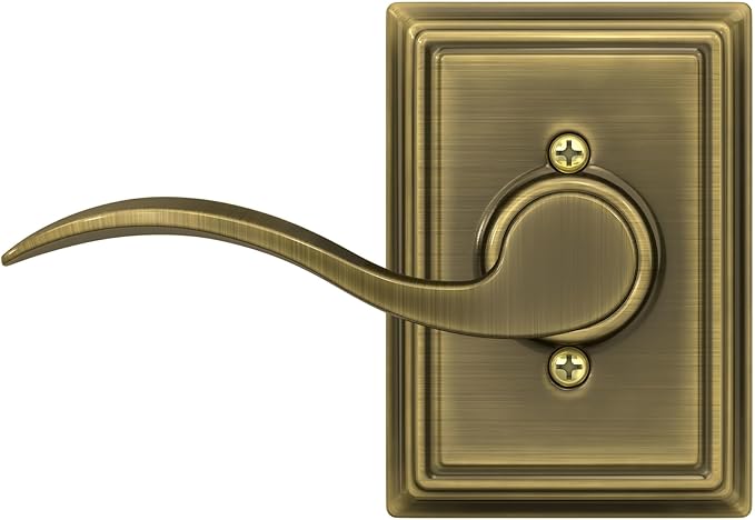 SCHLAGE Accent Lever with Addison Trim Non-Turning Lock in Antique Brass - Right Handed
