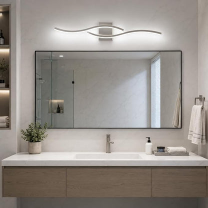 Modern Vanity Lights Dimmable Bathroom Light Fixtures Over Mirror Bathroom LED Vanity Light for Bathroom Living Room (Brushed Nickel,39.37Inch,5500K)