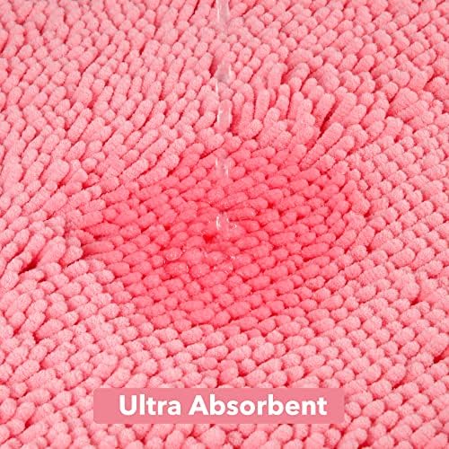 Yeaban Chenille Pink Bathroom Runner Rug 24"x72"