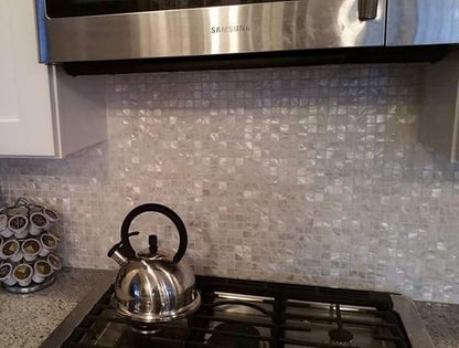 Art3d Mother of Pearl Square Shell Mosaic Tile for Kitchen Backsplashes, Bathroom Walls, Spas, Pools 12" X 12" Pack of 6(Shimmer Gray)