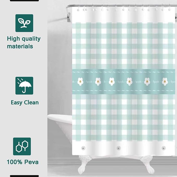 Shower Curtain Liner, 100% Waterproof Peva Shower Curtains with 3 Duty Heavy Bottom Magnets and 12 Rust Proof Grommets, 72x72 Weighted Shower Liner for Shower Stall, Bathtubs