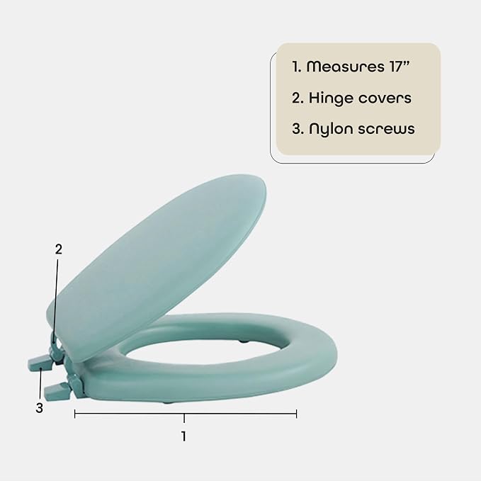 Soft Standard Vinyl Toilet Seat, Light Green, 17 in | Toilet-Seat Construction: Contoured Seat Profile and Durable Finish Create a Polished Fixture Update.
