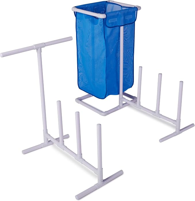 Swimline HydroTools Pool Side Organizer, White, Model:8903 | Keeps towels and pool gear off the deck and within reach; freestanding frame; no mounting or drilling required