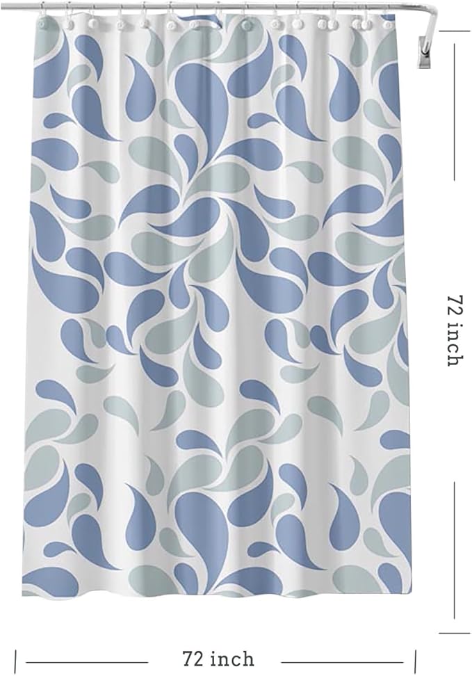 Water Droplets Shower Curtain Liner, 4G PEVA Shower Liner, Plastic Peva Waterproof Shower Curtains, 72x72 inch with Grommet Holes 3 Magnetic Weights