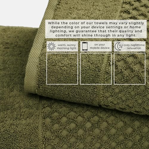 Great Bay Home Bath Towels - 100% Cotton 6 Piece Bath Sheet Set - Diamond Waffle Weave - Absorbent, Durable, Quick-Dry Towels for Bathroom (Olive)