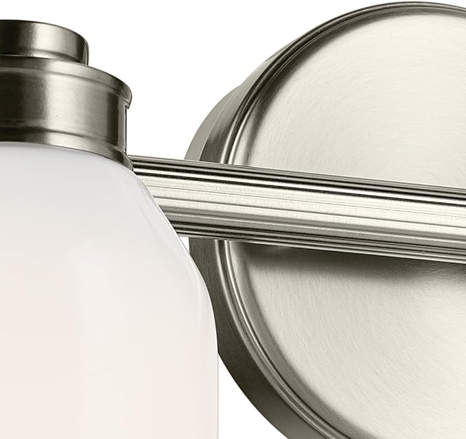 Kichler Shae 15" 2-Light Vanity Light with White Opal Glass in Brushed Nickel, for Bathroom Vanity, Powder Room, Over a Mirror, (15" W x 9" H), 55201NI