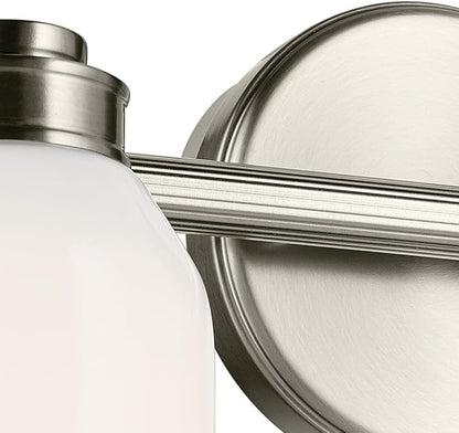 Kichler Shae 15" 2-Light Vanity Light with White Opal Glass in Brushed Nickel, for Bathroom Vanity, Powder Room, Over a Mirror, (15" W x 9" H), 55201NI
