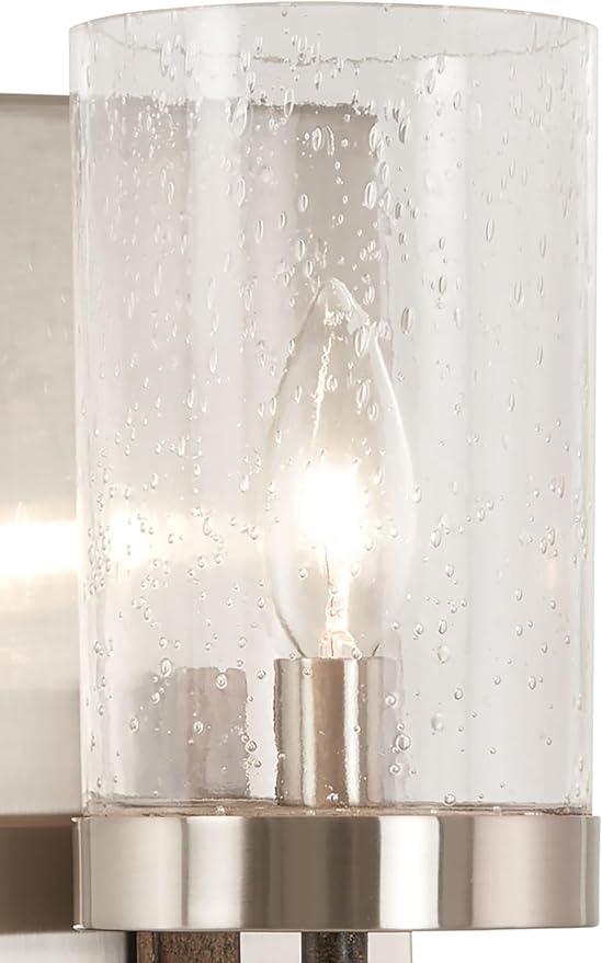 Minka Lavery 4631-106 Bridlewood Vanity Bath Light, 1-Light, 60 Total Watts, 4.5-in H x 11.25-in W, Stone Grey w/Brushed Nickel