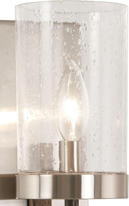 Minka Lavery 4631-106 Bridlewood Vanity Bath Light, 1-Light, 60 Total Watts, 4.5-in H x 11.25-in W, Stone Grey w/Brushed Nickel