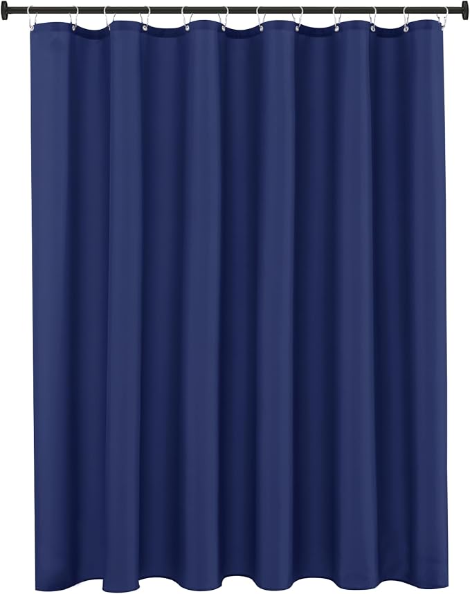 Fabric Shower Curtain Liner 72"W x 84"L-Navy Extra Long Shower Liners | Hotel Quality Water Resistant Machine Washable Shower Liner-Cloth Polyester Light Weight High Ceilings Bathroom Curtain Liner
