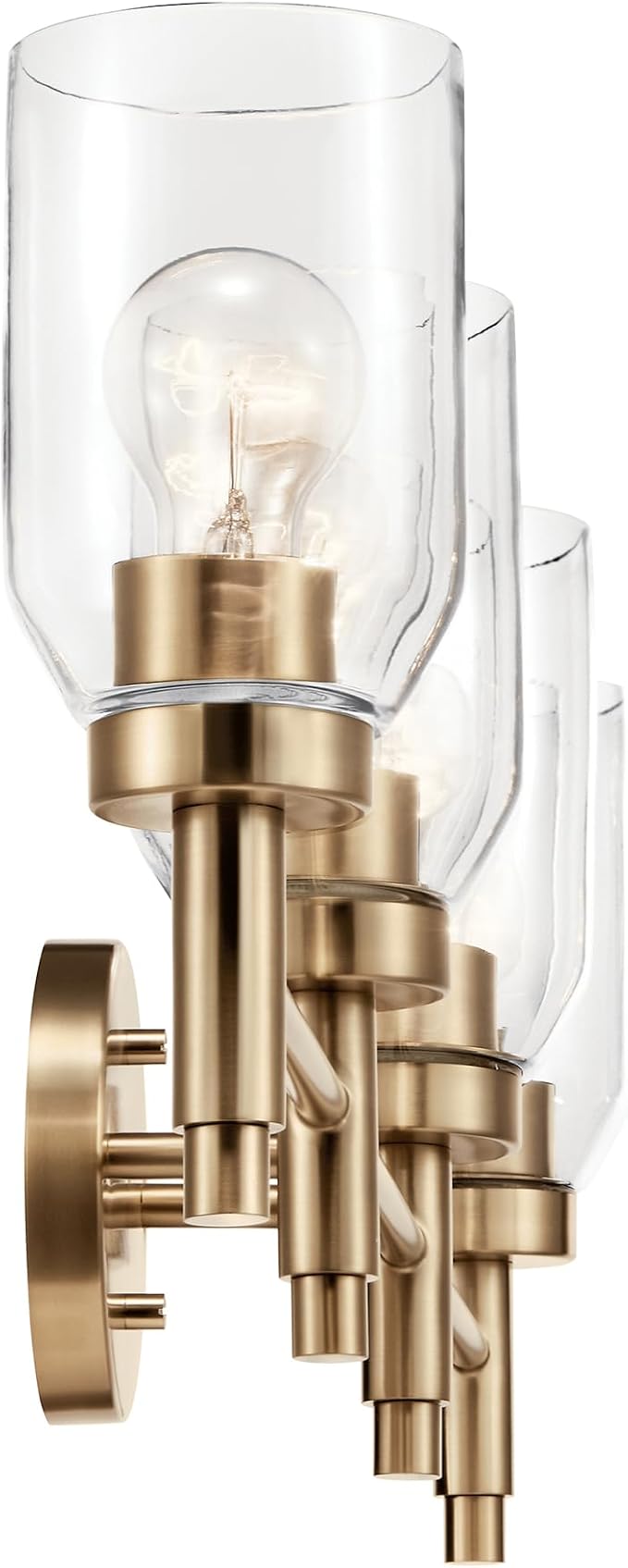 Kichler Madden 4-Light Bathroom Vanity Light, Champagne Bronze | Modern vanity light with clear glass for single or double bathroom mirrors (34" x 10.5"), 55186CPZ