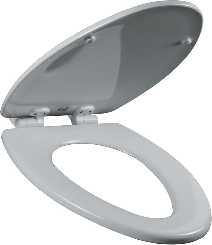 Bemis Ashland Modern Wood Toilet Seat with Decorative Edge, Slow Close, Secure Hinges, Made in USA, Elongated, White