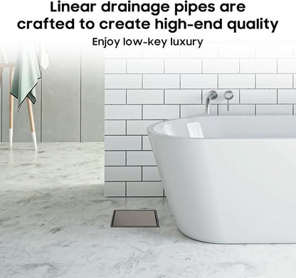 DLONE® Shower Drain | 6 Inch Gun Gray with Tile Insert Panel | Square Shower Drain, with Hair Catcher, Shower Floor Drain Fits Bathroom & Balcony etc