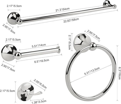 4 Piece Antique Bathroom Hardware Accessories Set Chrome,Towel bar Set 24 Inch Towel Bar Set,Towel Rack Set,Bathroom Towel Holder Set