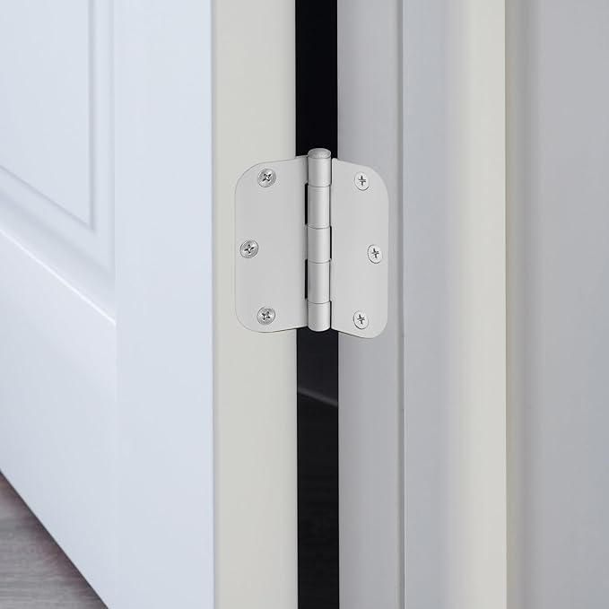 Design House Door Hinge, 3.5 in x 3.5 in, 5/8 in Radius, Interior, Rounded Steel, Removable Pin, Pre-Lubricated, Easy to Install, White Finish, 9 Pack, 189829