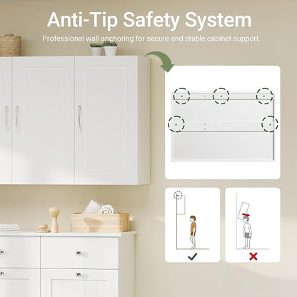 SoBuy Bathroom Wall Cabinet, Large 3-Door, 23.6 x 11.8 x 35.4 in, White | Adjustable Shelf Floating Wall Storage Cabinet, Multi-Scene Bathroom Cabinet For Laundry, Kitchen & Garage, FRG231-L-W