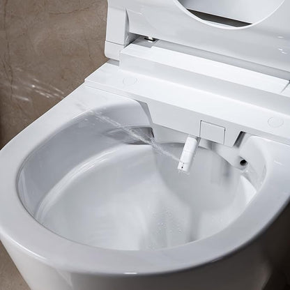 WOODBRIDGE Wall-Hung Smart Toilet with Dual-flush, Bidet Wash Function, Heated Seat & Dryer, Concealed Tank system and White Marble Stone Slim Flush Plates, LT611+ SWHT611+FP611-WH