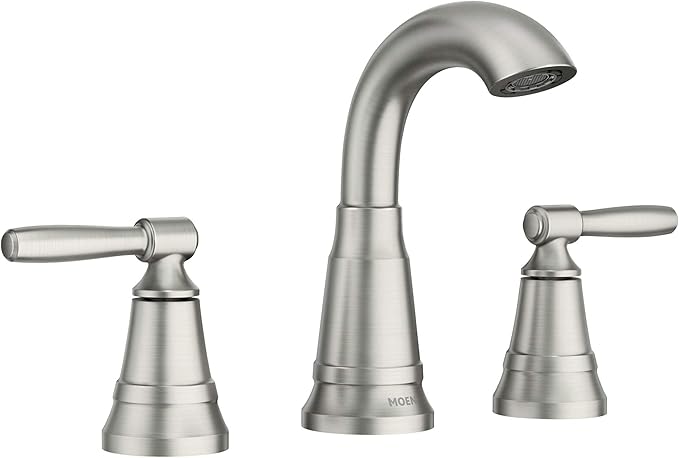 Moen Halle Spot Resist Nickel Widespread Traditional Bathroom Faucet with Drain Assembly for 3-Hole Applications, 84972SRN