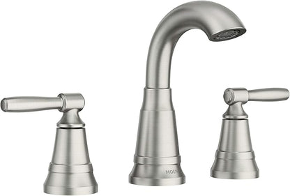 Moen Halle Spot Resist Nickel Widespread Traditional Bathroom Faucet with Drain Assembly for 3-Hole Applications, 84972SRN