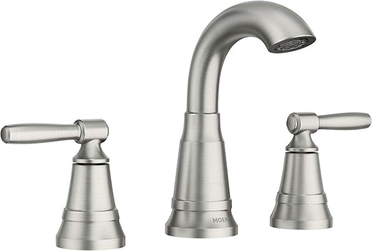 Moen Halle Spot Resist Nickel Widespread Traditional Bathroom Faucet with Drain Assembly for 3-Hole Applications, 84972SRN