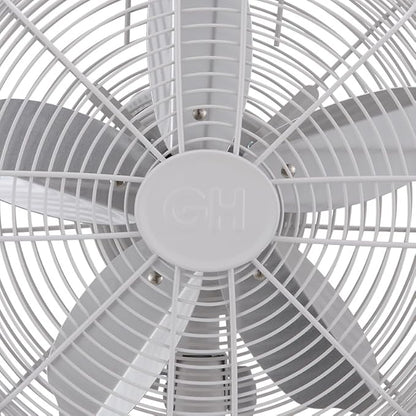 Good Housekeeping 92602 All-Metal 12" Retro Desk Office Table Fan with Wide Oscillation, 3-Speed Settings & Carrying Handle, Matte White