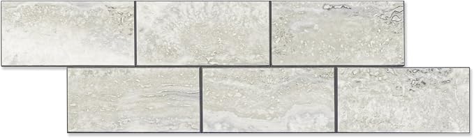 STICKGOO 1/3 Sheet Subway Tile Peel and Stick Backsplash, Beige Stone Texture with Grey Grout Kitchen Backsplash Wall Tile(Only 1/3 Sample)
