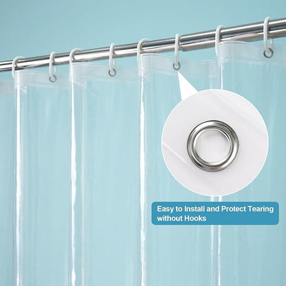 EurCross Stall Clear Shower Curtain Liner with Hooks and 5 Magnet Weights, Heavy Duty Waterproof Premium 9G PEVA Transparent Plastic Stall Shower Curtain 54 x72 inch, 9 Metal Grommets | Heavy Duty Waterproof Premium 9G PEVA Transparent Plastic Stall Sh...
