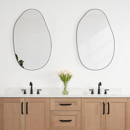20.5"x33.5" Black Asymmetrical Mirror for Bathroom Irregular Wall Mirror | Farmhouse Accent Vanity Mirror Hanging Horizontal/Vertical Black Metal Wall Mirror Decorative for Bathroom Bedroom Entryway