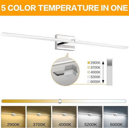 Modern Bathroom Vanity Light 48 inch 32W Dimmable 5CCT LED Bathroom Light Fixture Over Mirror Chrome Vanity Lights Bar for Bath