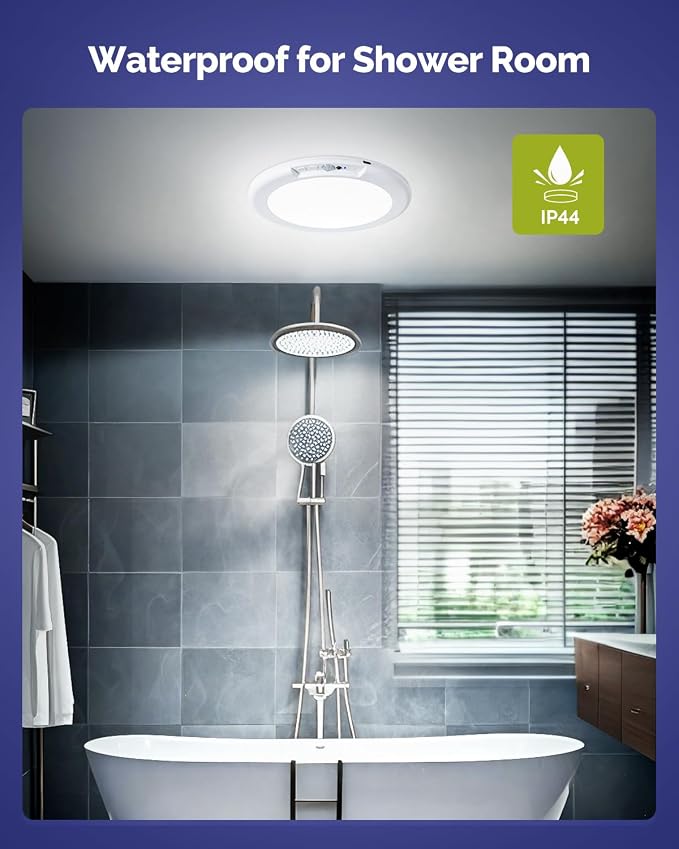 Waterproof Shower Light Battery Operated Ceiling Light with Remote | 7.48" Rechargeable Wireless Motion Sensor Stick On LED Lights Indoor 3000K/4500K/6500K Dimmable for Bathroom, Bedroom, Closet