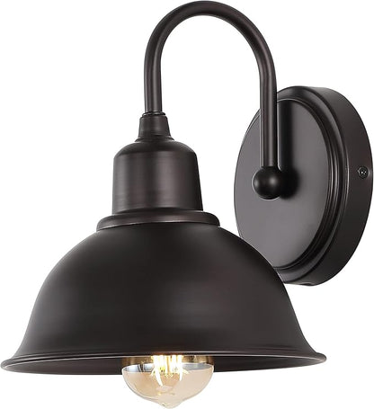 JONATHAN Y 8" Oil Rubbed Bronze Farmhouse Industrial 1-Light LED Vanity Wall Sconce for Bathroom Mirror Kitchen, Metal Shade, Dimmable Vintage Lighting, LED Bulb Included (JYL7481B)