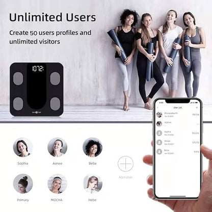 RunStar Scale for Body Weight and Fat Percentage 400lbs, 4 Electrodes Smart Bathroom Scale with APP, 11 iches